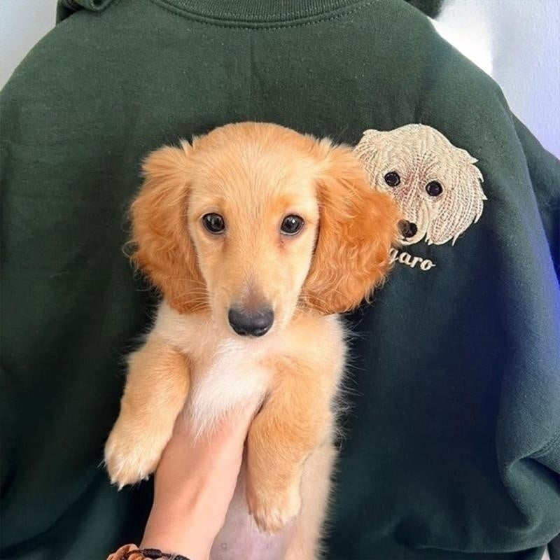 Custom Pet Face Embroidered And Pet Name Sweatshirt