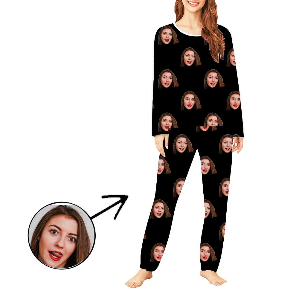 Custom Photo Pajamas For Women My Loved One's Face Long Sleeve