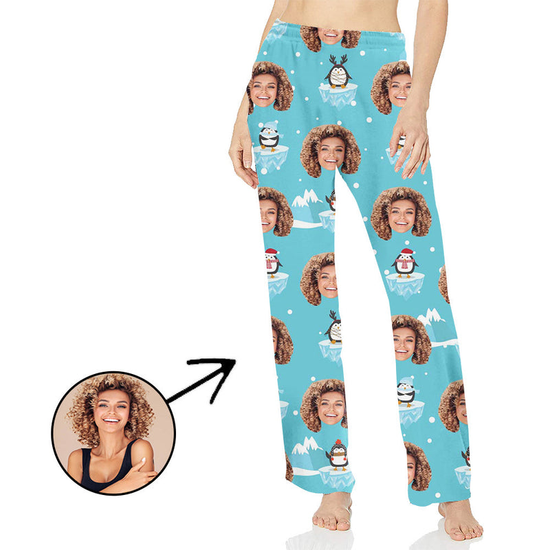 Custom Photo Pajamas Pants For Women Lovely Penguin