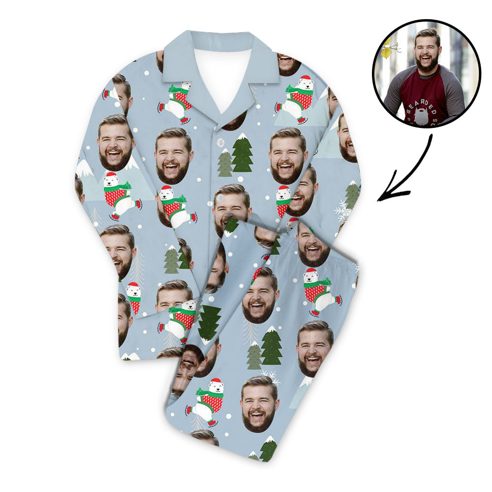 Custom Photo Pajamas Christmas Tree And Bear