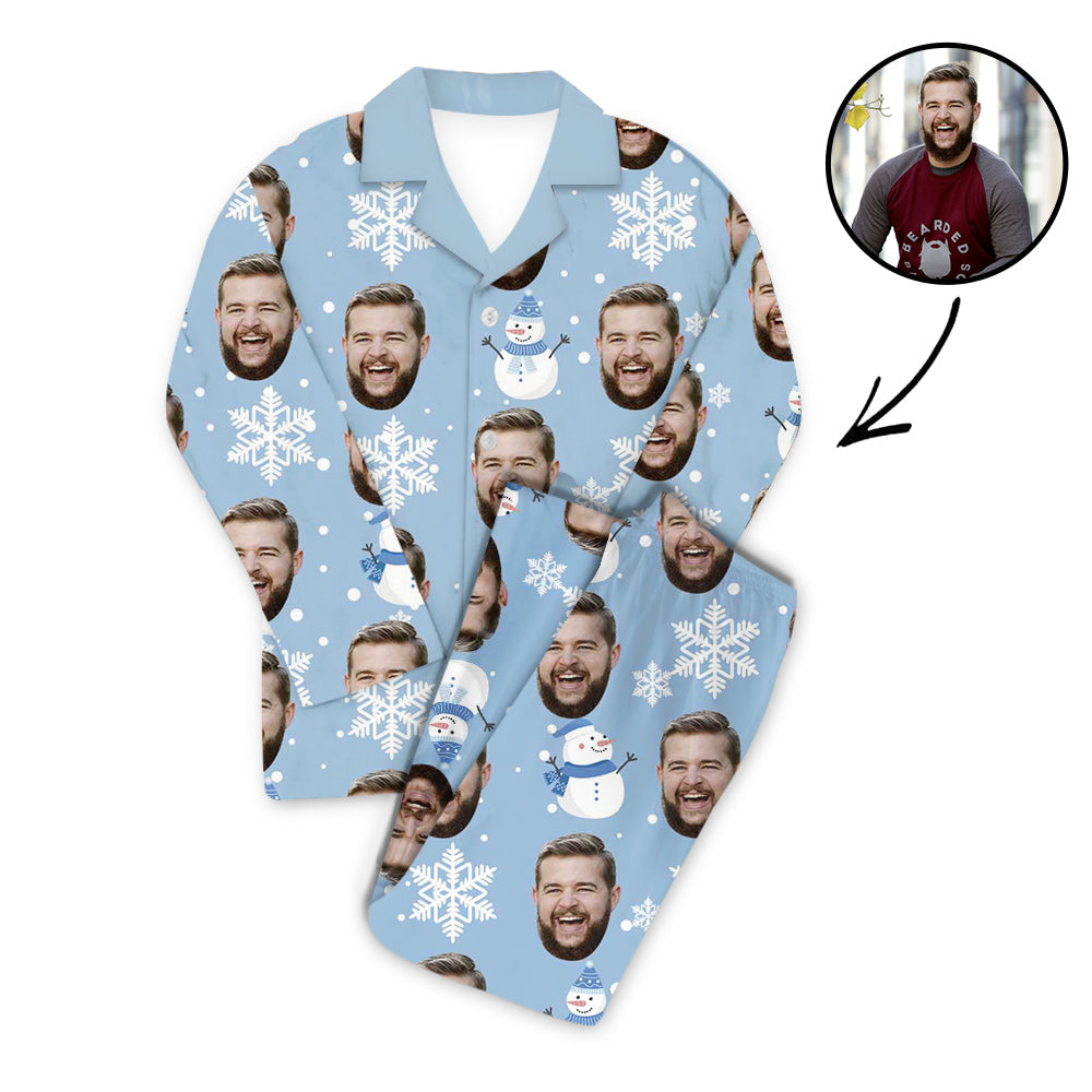 Custom Photo Pajamas Snowman And Snowflake