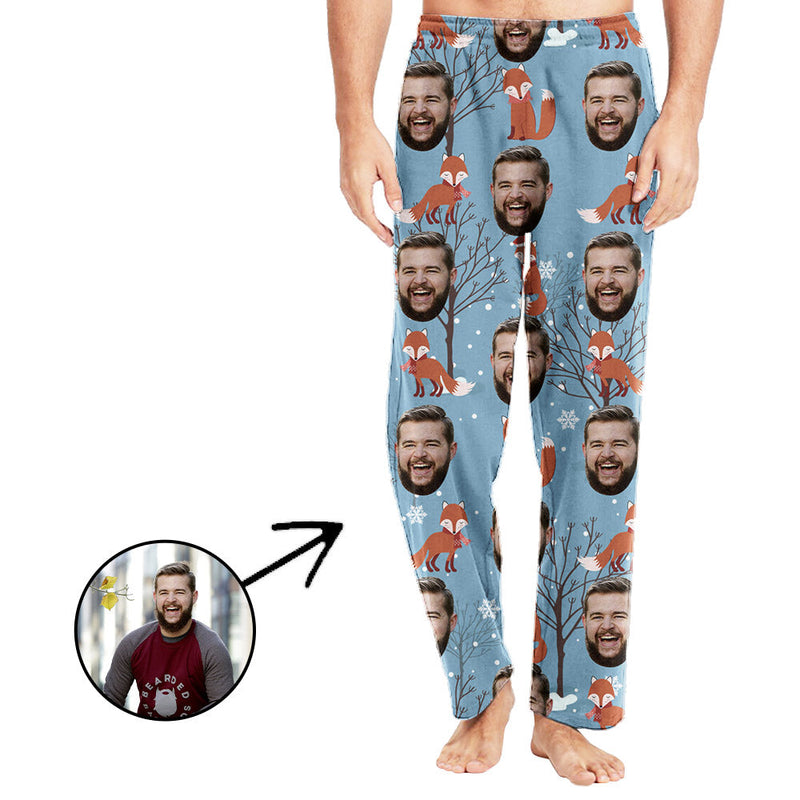 Custom Photo Pajamas Pants For Men Fox And Tree