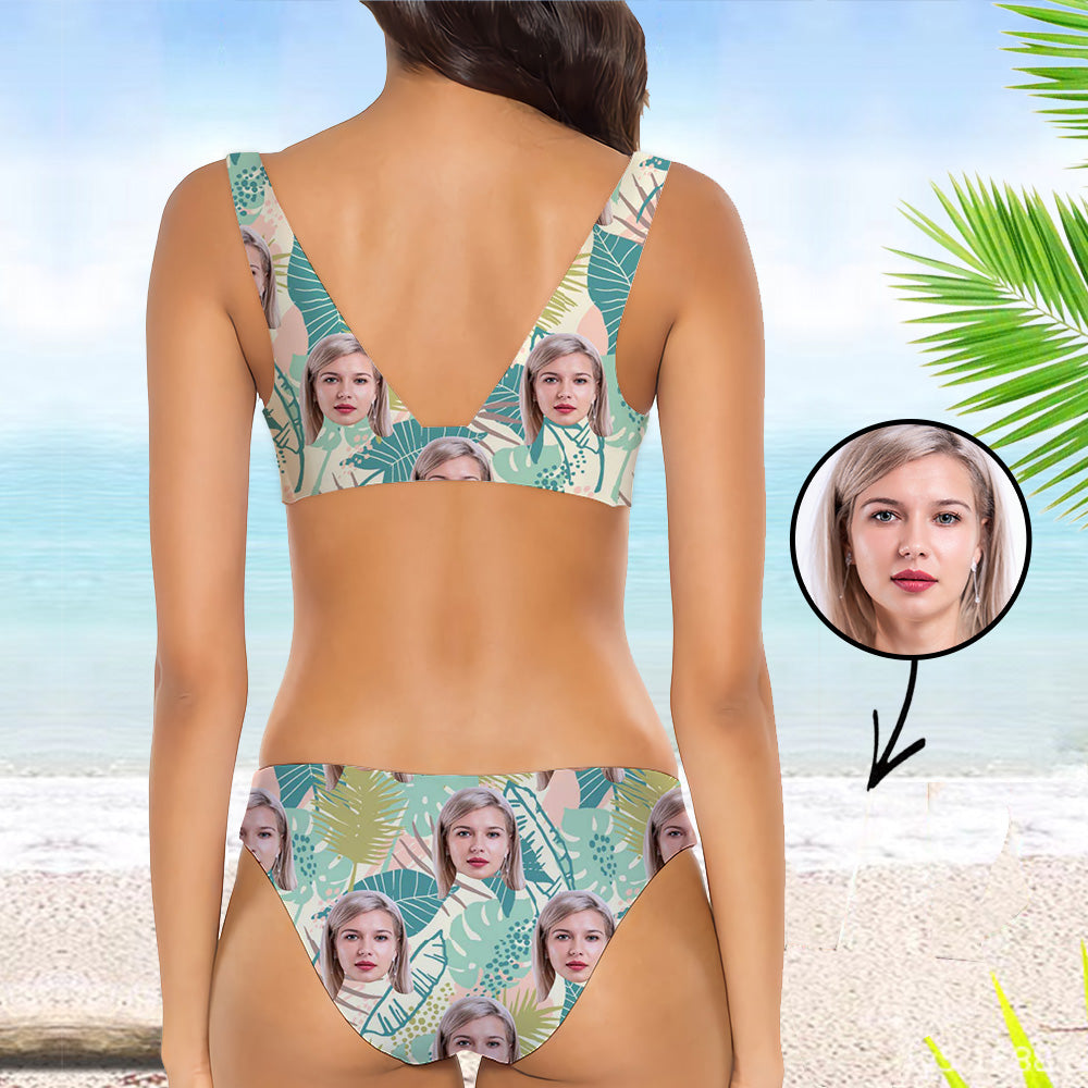 Custom Bikini Personlized Bikini Face Bikini Tropical Vegetation Face Personalized Bathing Suit For Women Bikini Set