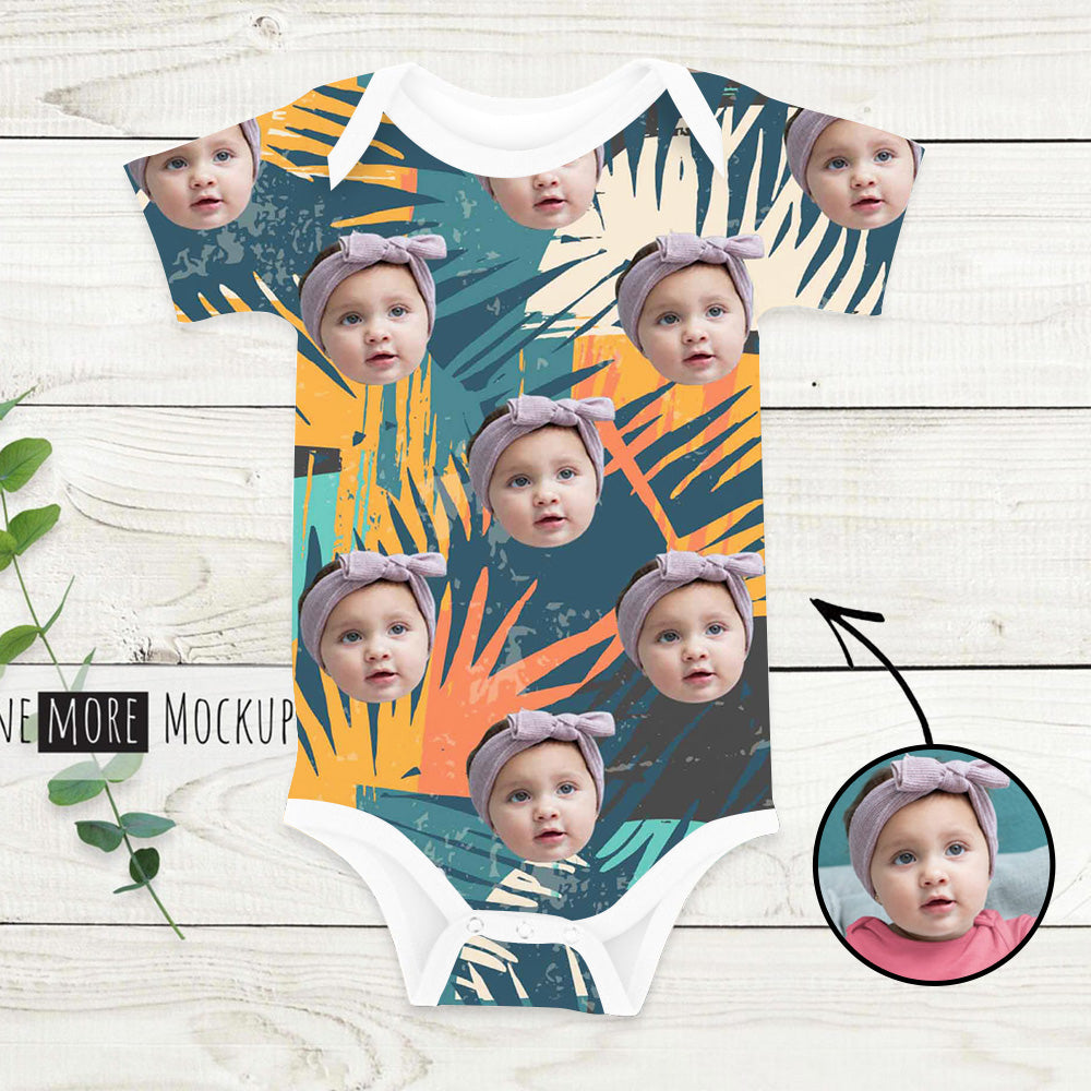 Custom Photo Baby Bodysuit Tropical Vegetation All Over Print