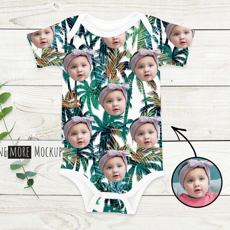 Custom Photo Baby Bodysuit Tropical Vegetation All Over Print