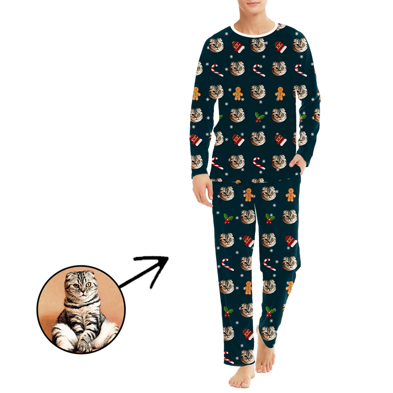 Custom Men's Photo Pajamas I Love Holiday Season Long Sleeve