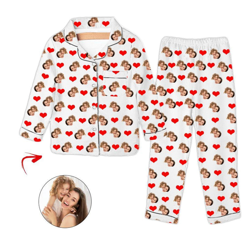 Custom Photo Kid's Pajamas Heart I Love My Dog Champagne