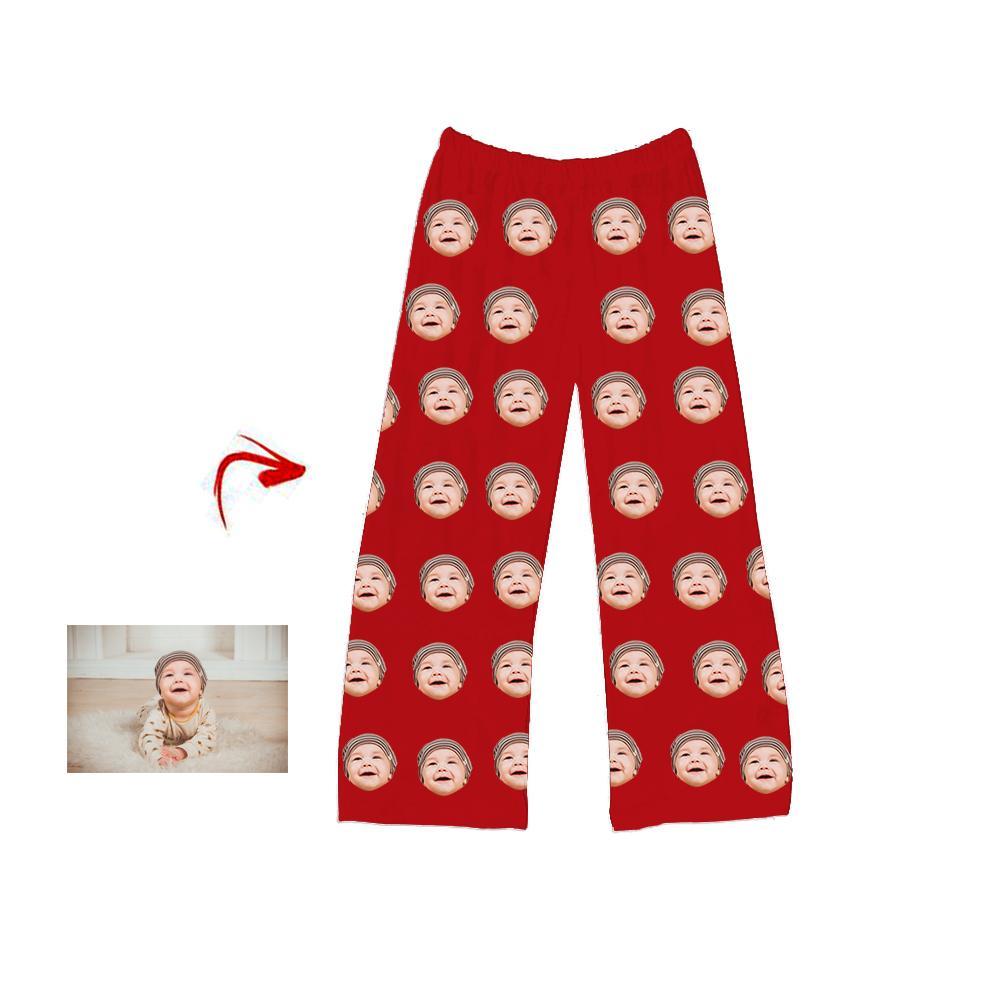 Custom Photo Pajamas Pants I Love My Baby Red For Men