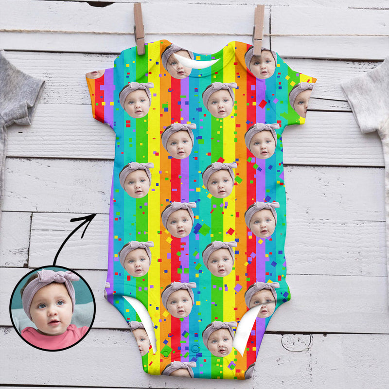 Custom Photo Baby Bodysuit Rainbow Father's Day Gifts