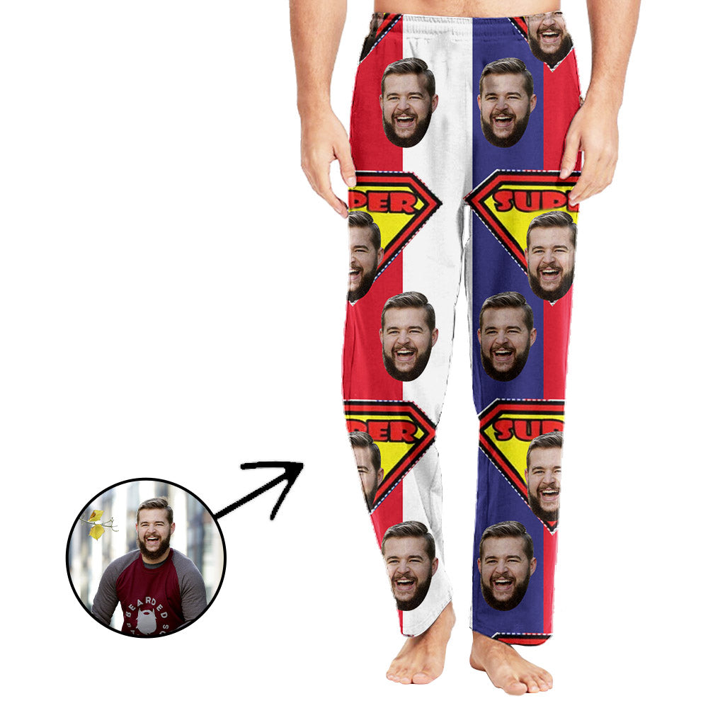 Custom Photo Pajamas Pants For Men Super Dad Father's Day Gifts