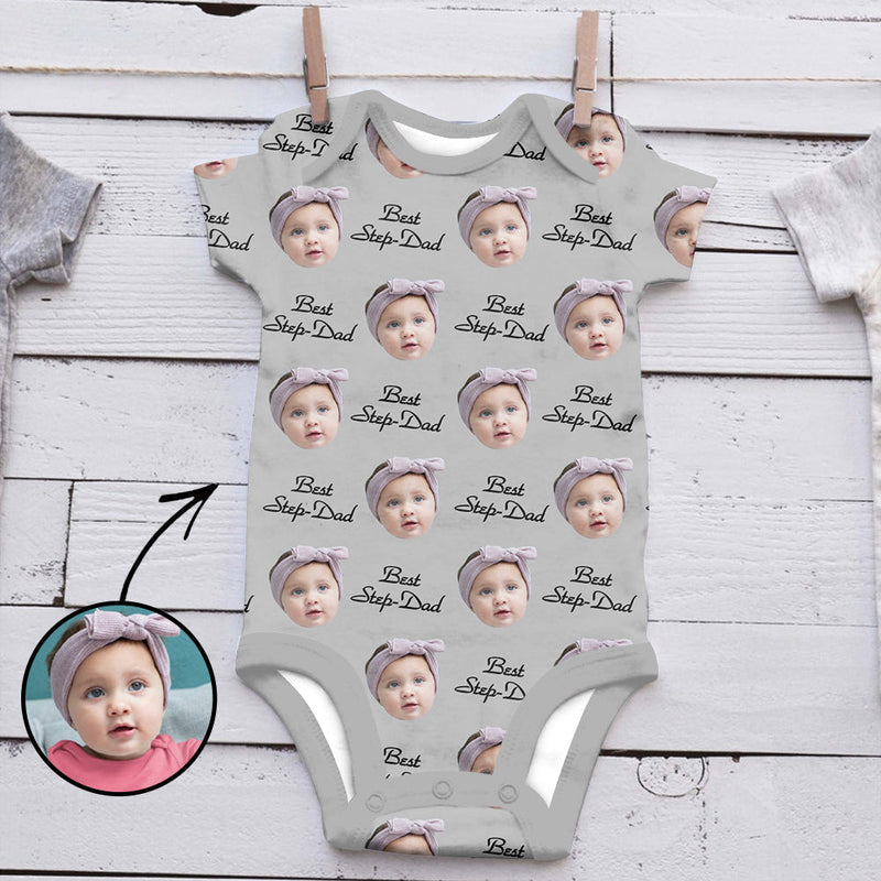 Custom Photo Baby Bodysuit Best Step-Dad Father's Day Gifts