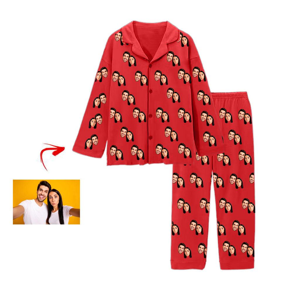 Custom Photo Pajamas Happy You And Me Red