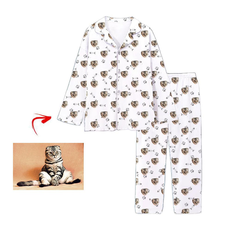 Custom Photo Pajamas Dog Grey Footprint