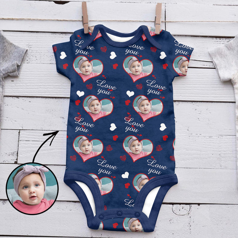 Custom Photo Baby Bodysuit Love You Father's Day Gifts