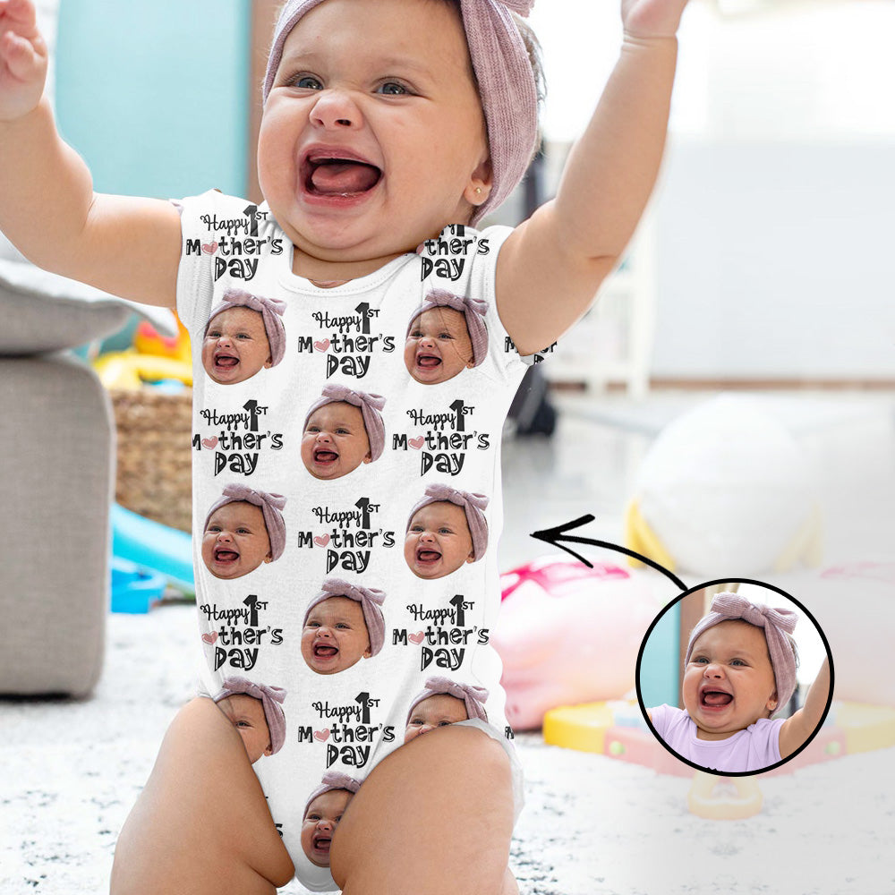 Custom Photo Baby Bodysuit Happy 1st Mother's Day Mother's Day Gifts