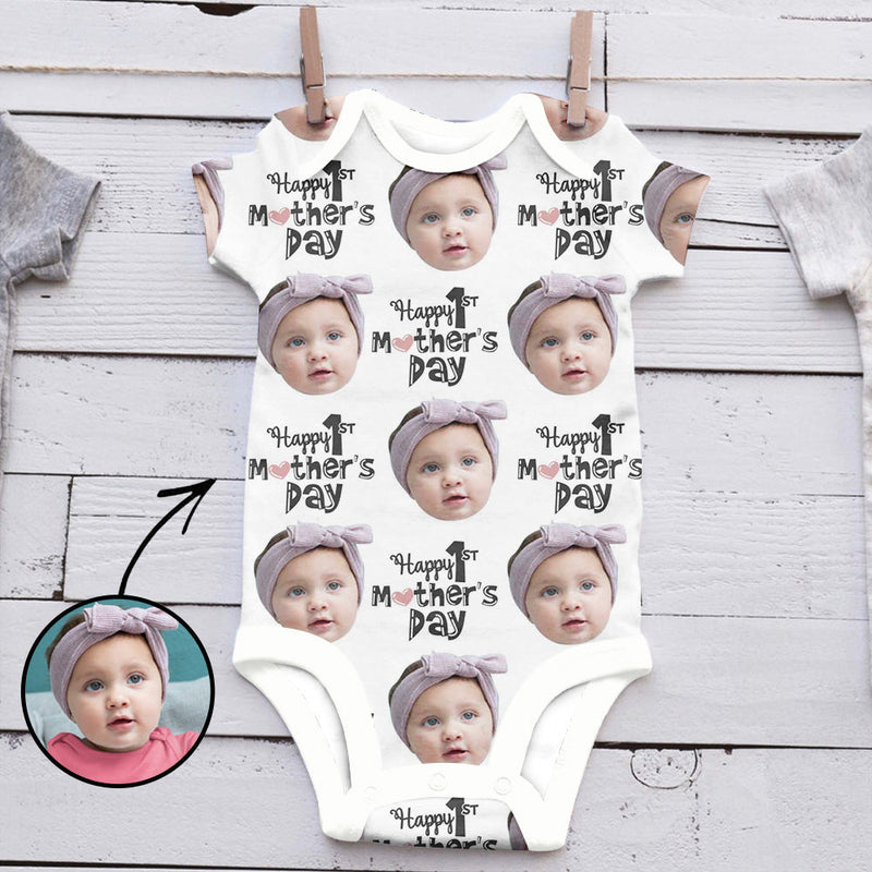 Custom Photo Baby Bodysuit Happy 1st Mother's Day Mother's Day Gifts