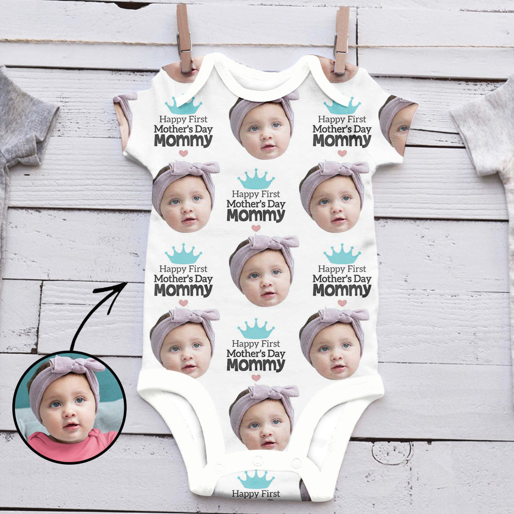 Custom Photo Baby Bodysuit Happy First Mother's Day Mommy Mother's Day Gifts