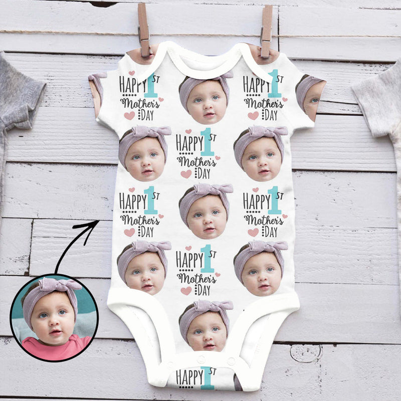 Custom Photo Baby Bodysuit Happy 1st Mother's Day Mother's Day Gifts