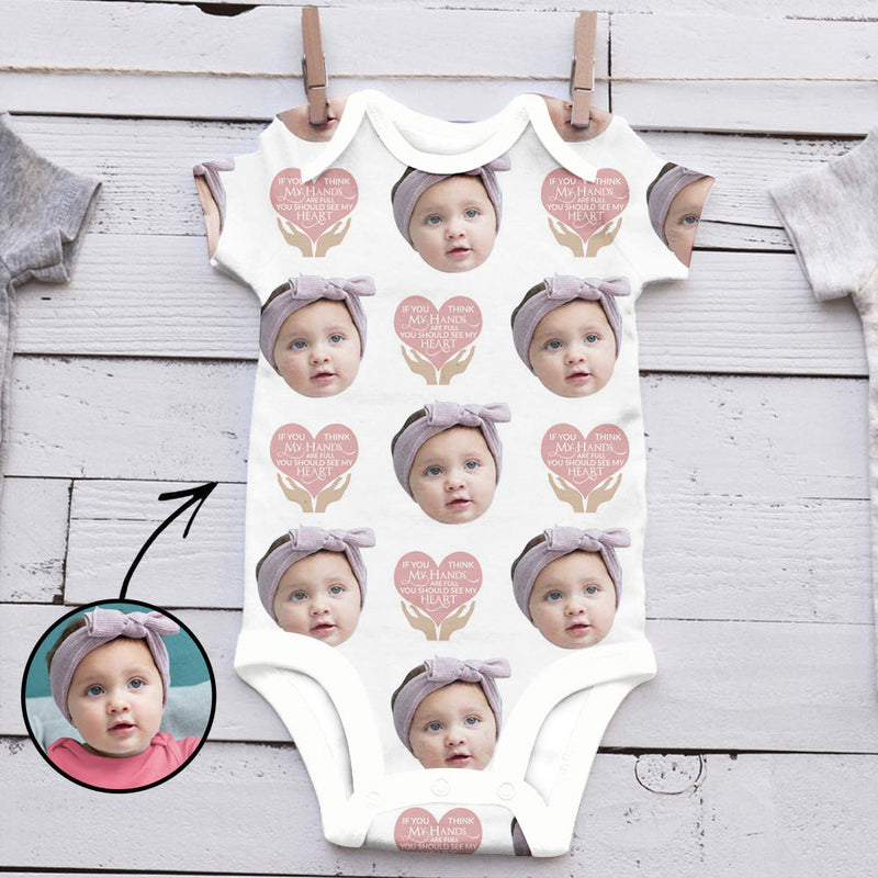 Custom Photo Baby Bodysuit If You Think My Hands Are Full Mother's Day Gifts