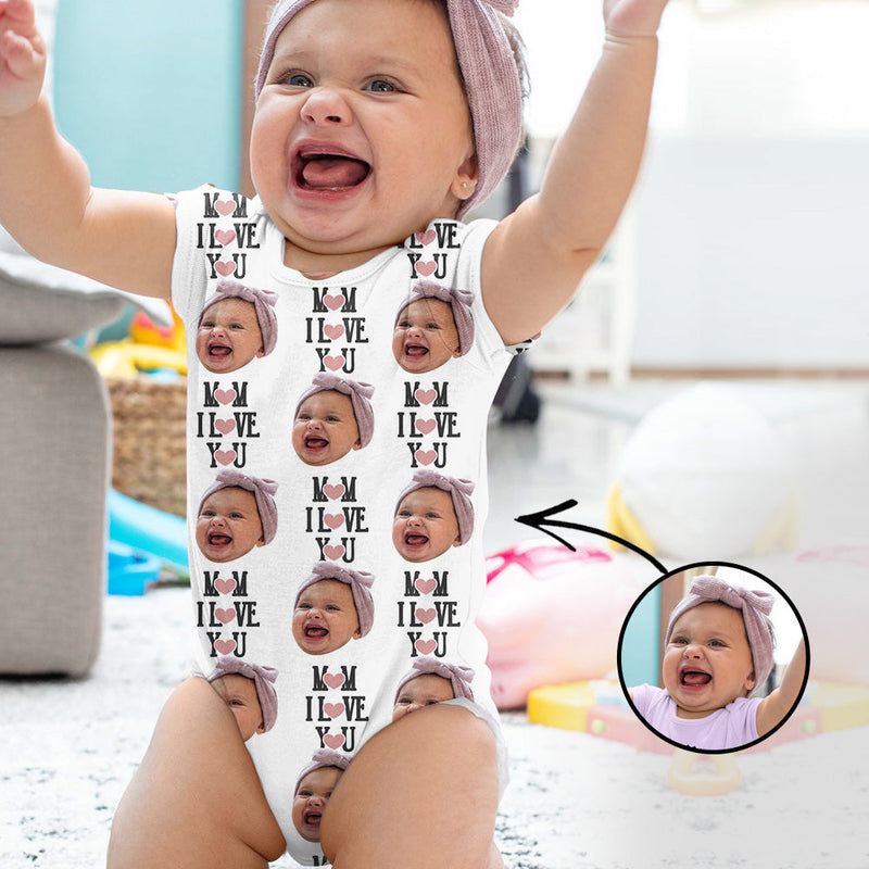 Custom Photo Baby Bodysuit Mom I Love You Mother's Day Gifts