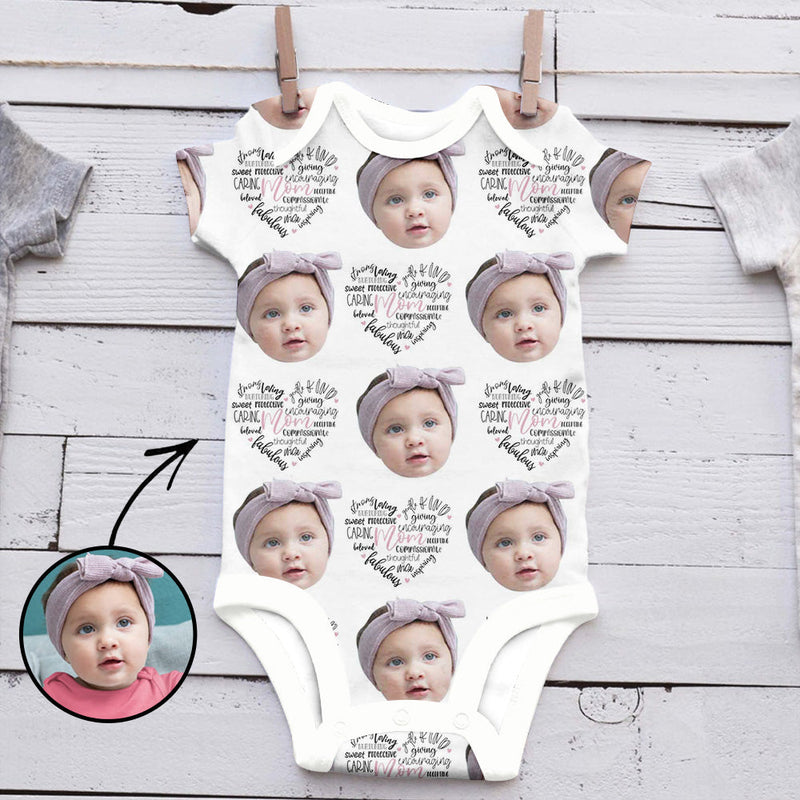 Custom Photo Baby Bodysuit Mom's Heart Mother's Day Gifts