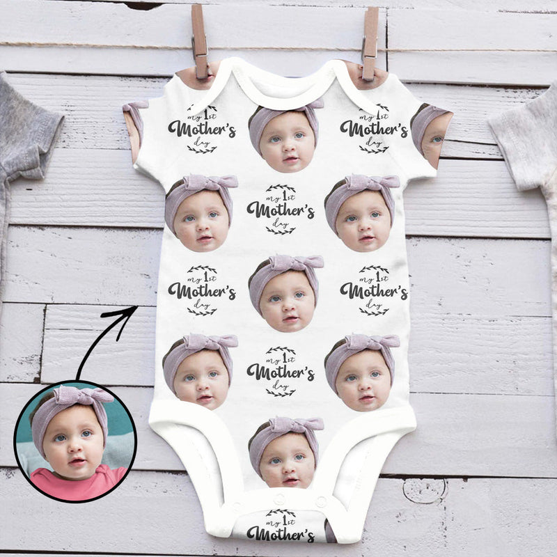 Custom Photo Baby Bodysuit My 1st Mother's Day Mother's Day Gifts
