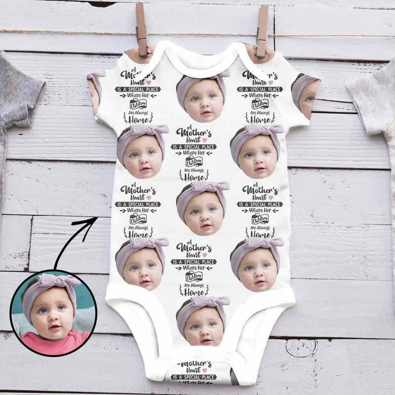 Custom Photo Baby Bodysuit A Mother's Heart Is a Special Place Mother's Day Gifts