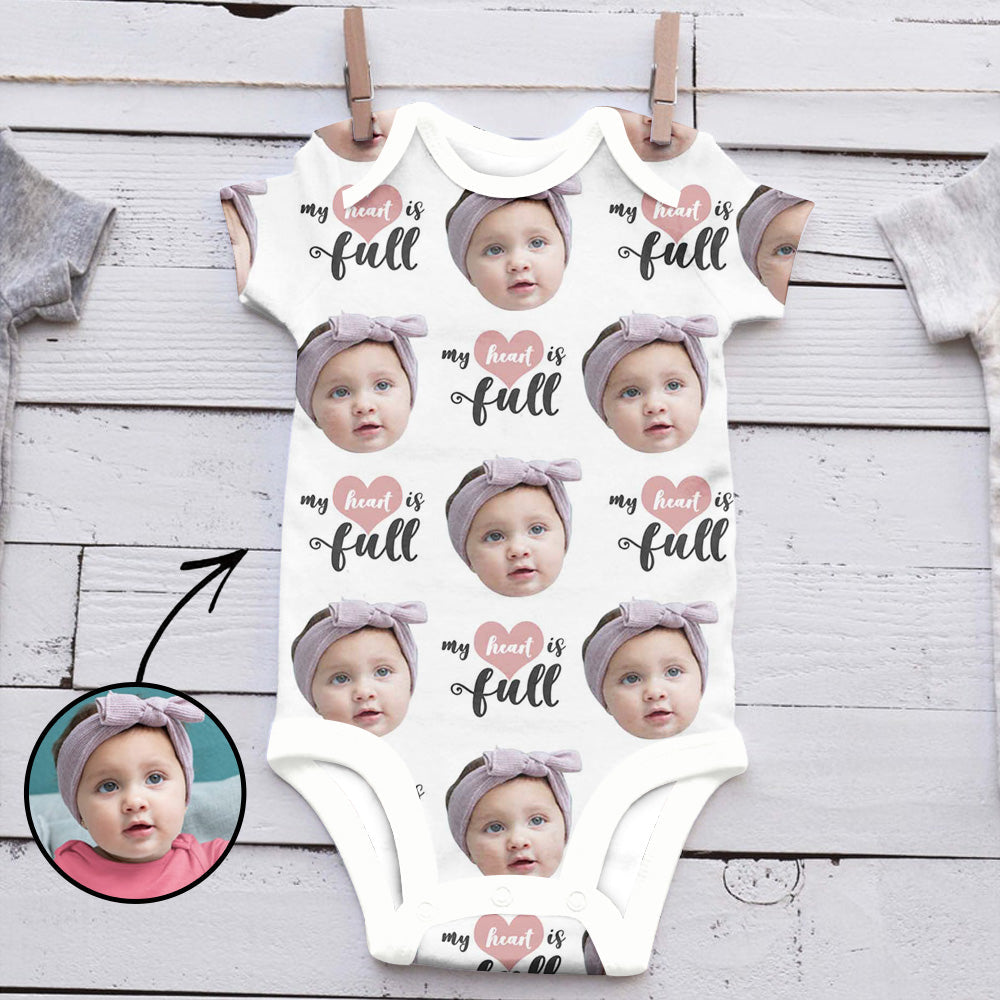 Custom Photo Baby Bodysuit My Heart Is Full Mother's Day Gifts