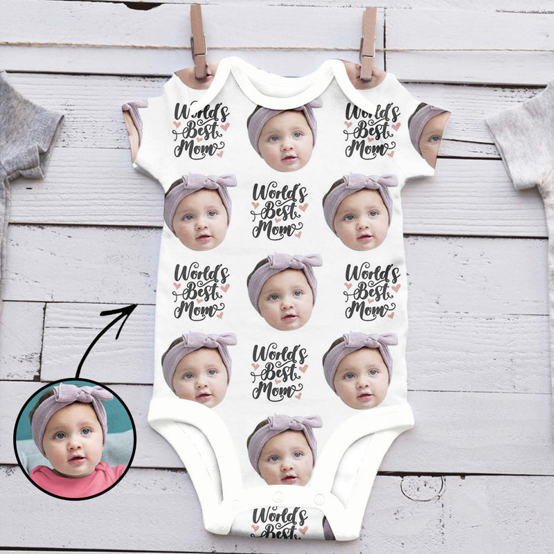 Custom Photo Baby Bodysuit World's Best Mom Mother's Day Gifts