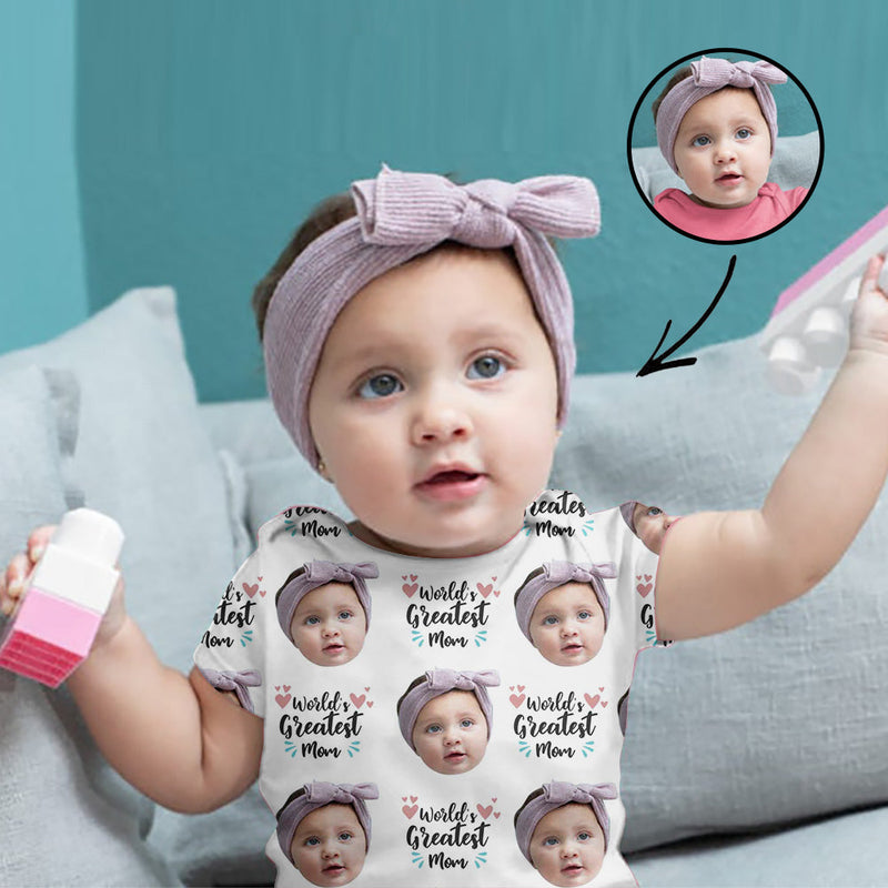 Custom Photo Baby Bodysuit World's Greatest Mom Mother's Day Gifts
