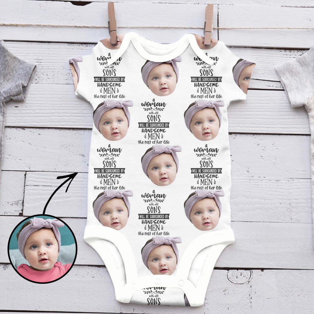 Custom Photo Baby Bodysuit A Women With All Sons Mother's Day Gifts