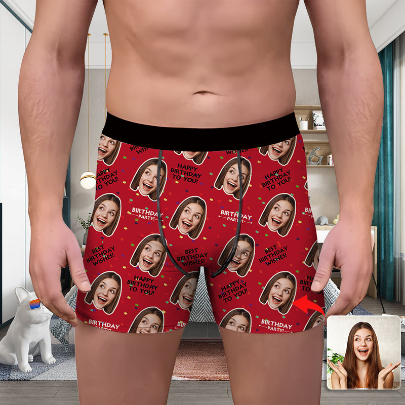 Valentine's Day Custom Underwear With Face Boxer Custom Boxers Personalized Underwear Custom Boxer Briefs Face Boxer Happy Birthday To You