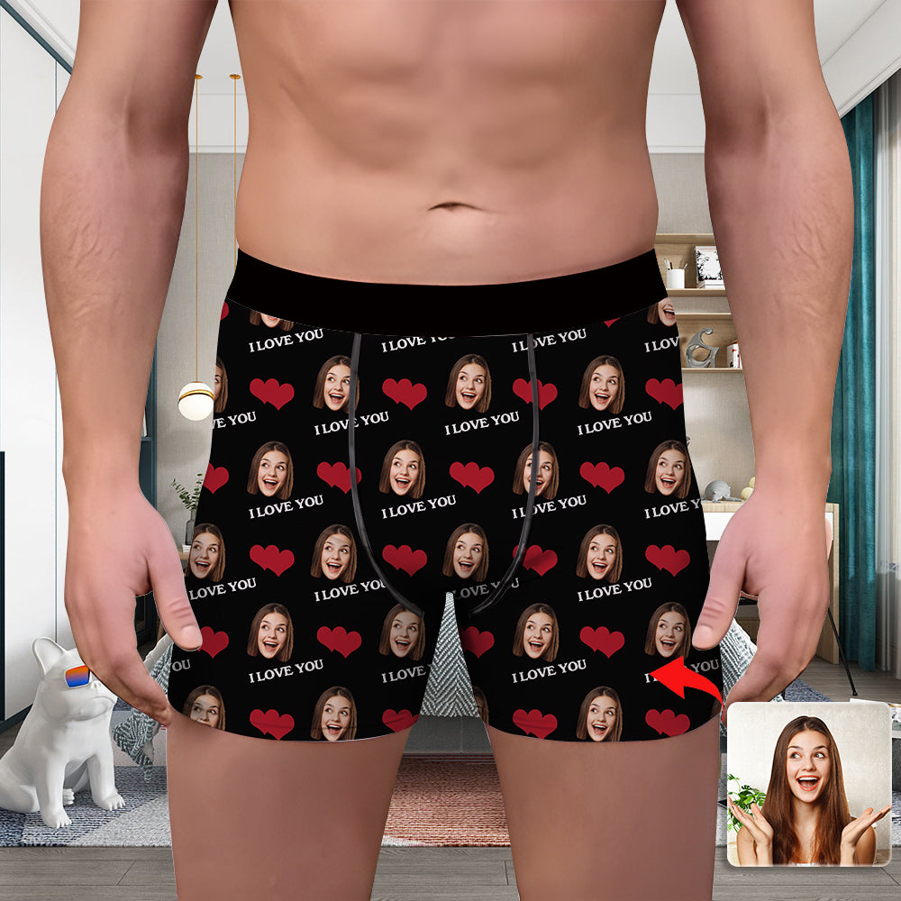 Valentine's Day Custom Underwear With Face Boxer Custom Boxers Personalized Underwear Custom Boxer Briefs Face Boxer I Love You