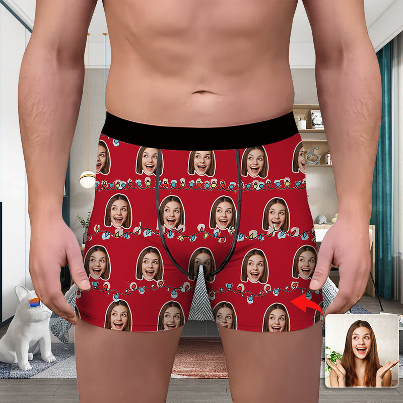 Valentine's Day Custom Underwear With Face Boxer Custom Boxers Personalized Underwear Custom Boxer Briefs Face Boxer Beautiful Lights