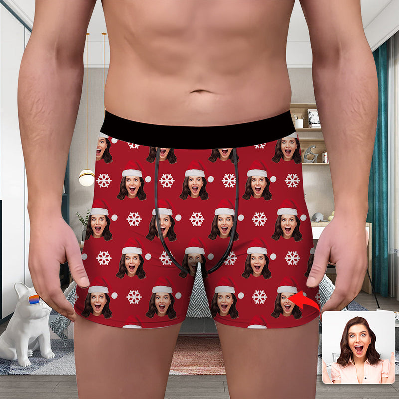 Valentine's Day Custom Underwear With Face Boxer Custom Boxers Personalized Underwear Custom Boxer Briefs Face Boxer Snowflake