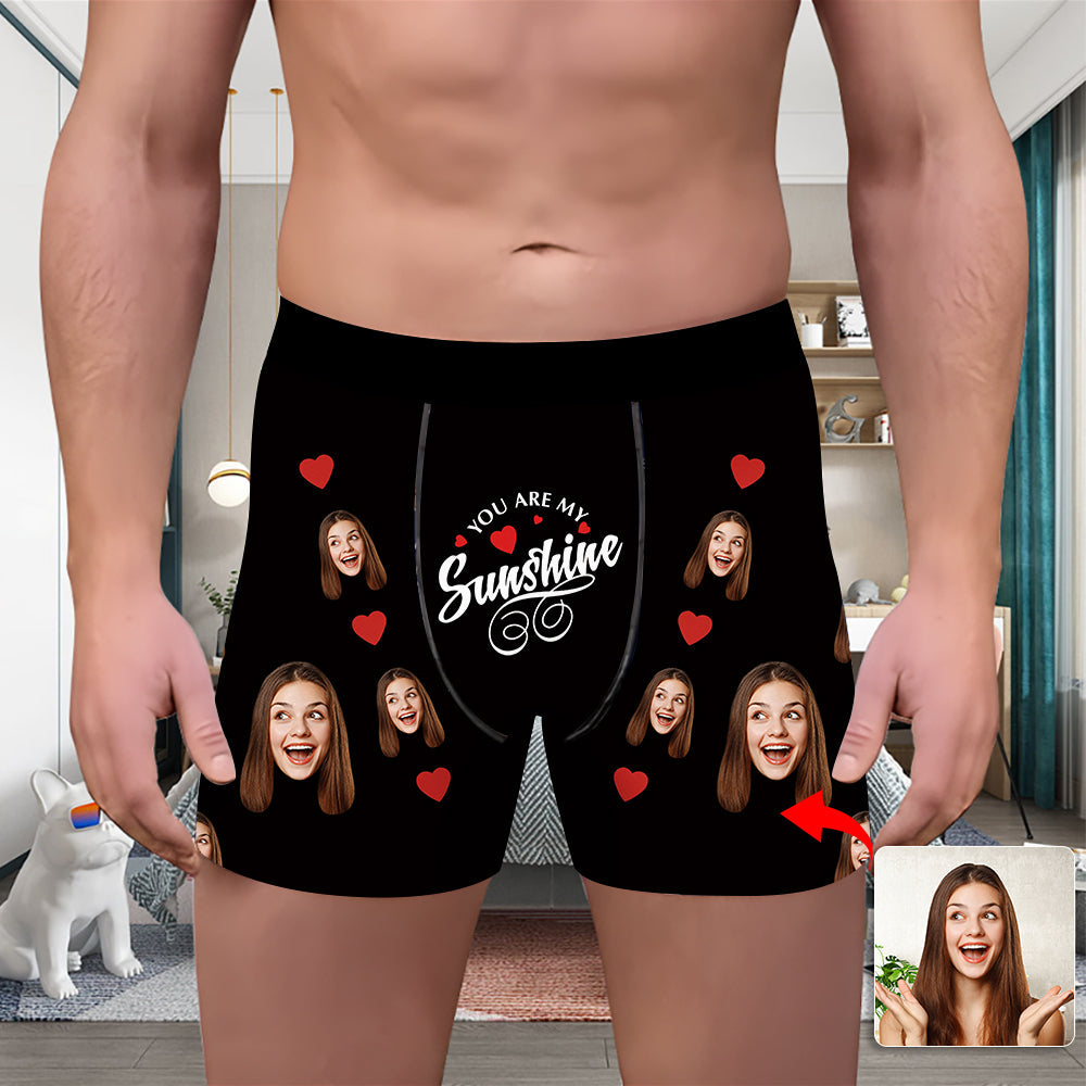 Valentine's Day Custom Underwear With Face Boxer Custom Boxers Personalized Underwear Custom Boxer Briefs Face Boxer You Are My Sunshine