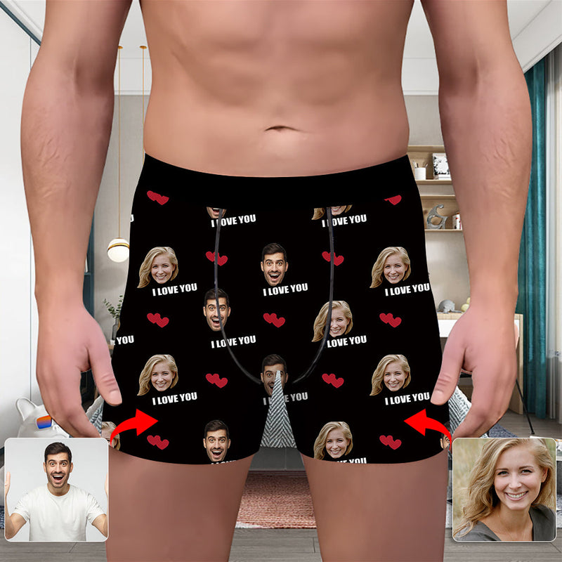Valentine's Day Custom Underwear With Face Boxer Custom Boxers Personalized Underwear Custom Boxer Briefs Face Boxer Heart I Love You
