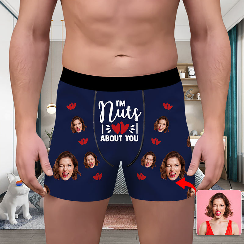 Valentine's Day Custom Underwear With Face Boxer Custom Boxers Personalized Underwear Custom Boxer Briefs Face Boxer I'm Nuts About You