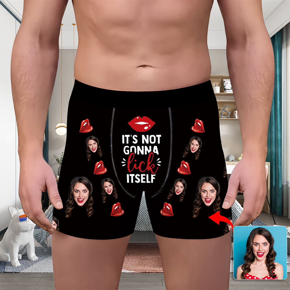 Valentine's Day Custom Underwear With Face Boxer Custom Boxers Personalized Underwear Custom Boxer Briefs Face Boxer It's Not Gonna Licked Itself