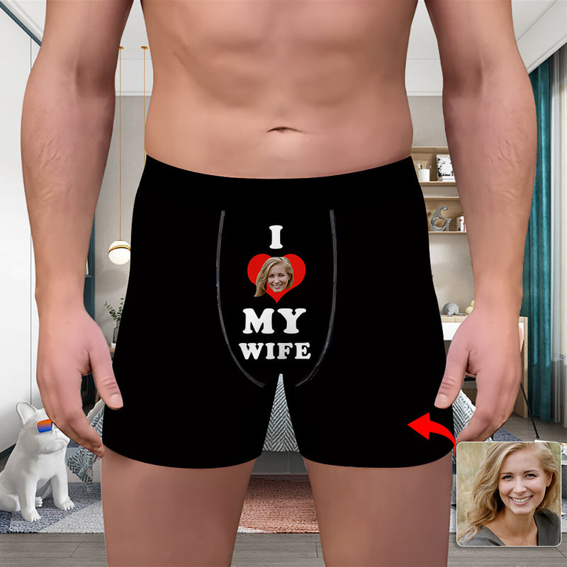 Valentine's Day Custom Underwear With Face Boxer Custom Boxers Personalized Underwear Custom Boxer Briefs Face Boxer I Love My Wife