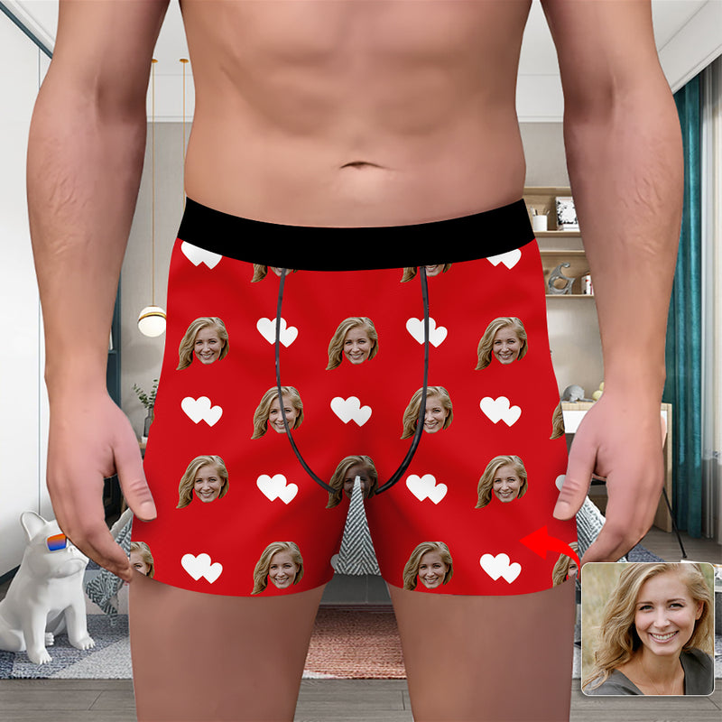 Valentine's Day Custom Underwear With Face Boxer Custom Boxers Personalized Underwear Custom Boxer Briefs Face Boxer Our Hearts