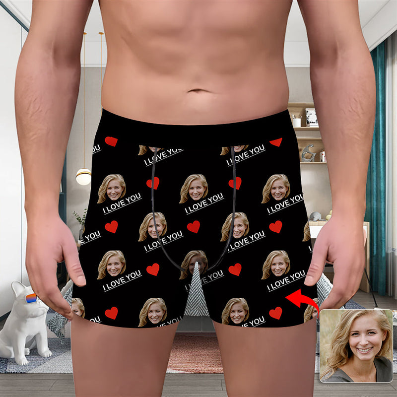Valentine's Day Custom Underwear With Face Boxer Custom Boxers Personalized Underwear Custom Boxer Briefs Face Boxer I Love You With My Loved One's Face