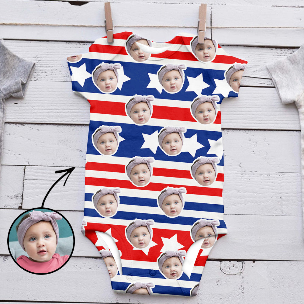Custom Photo Baby Bodysuit I Love My Country Father's Day Gifts