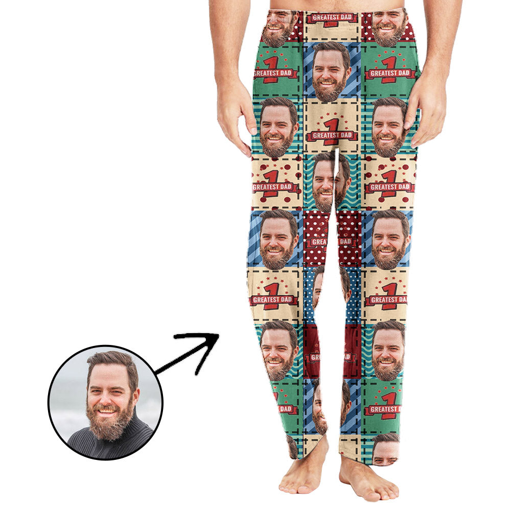 Custom Photo Pajamas Pants For Men Greatest Dad Father's Day Gifts