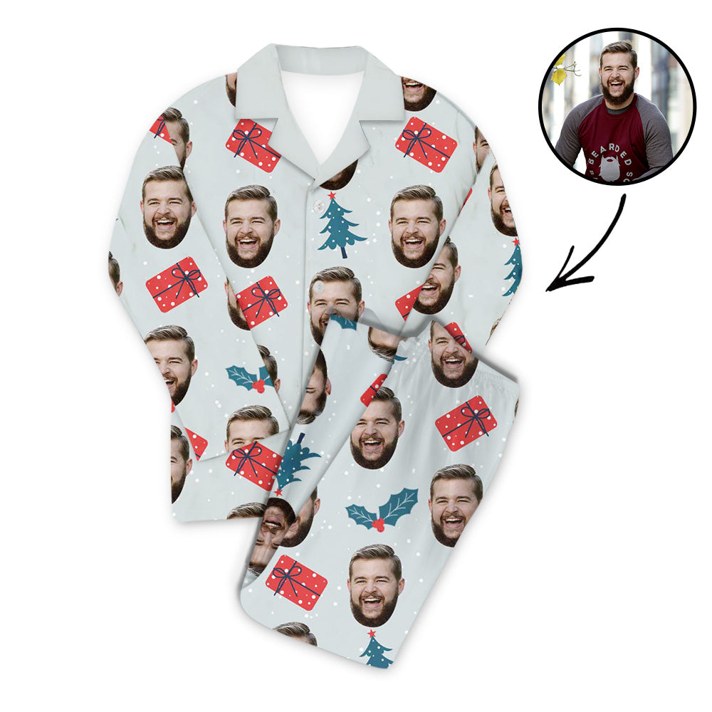 Custom Photo Pajamas Set Unisex Christmas Tree With Gifts