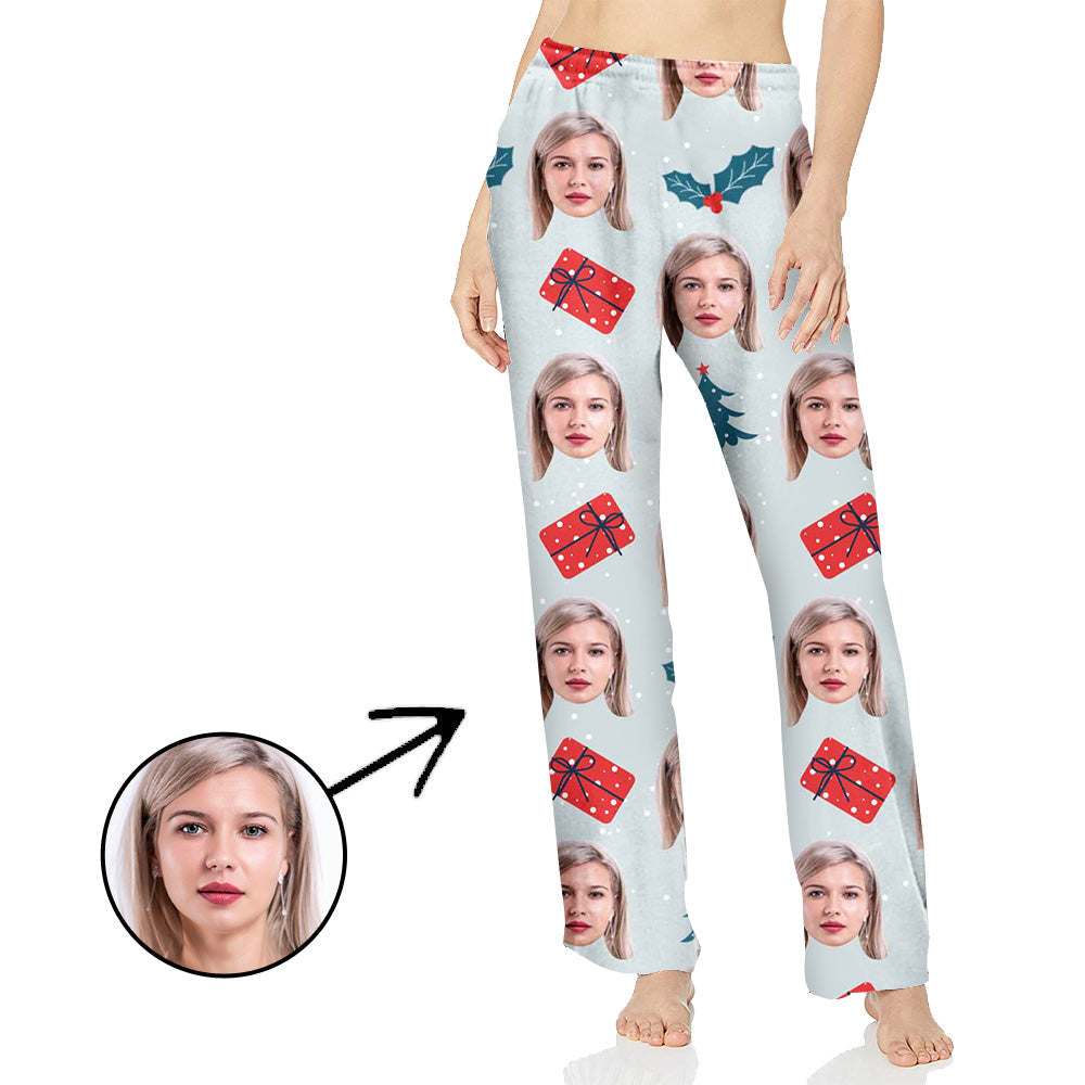 Custom Photo Pajamas Pants For Women Christmas Tree With Gifts
