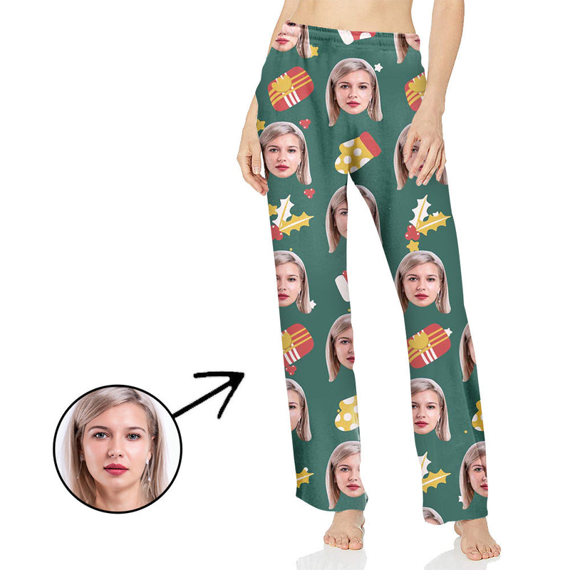 Custom Photo Pajamas Pants For Women Icecream And Flowers