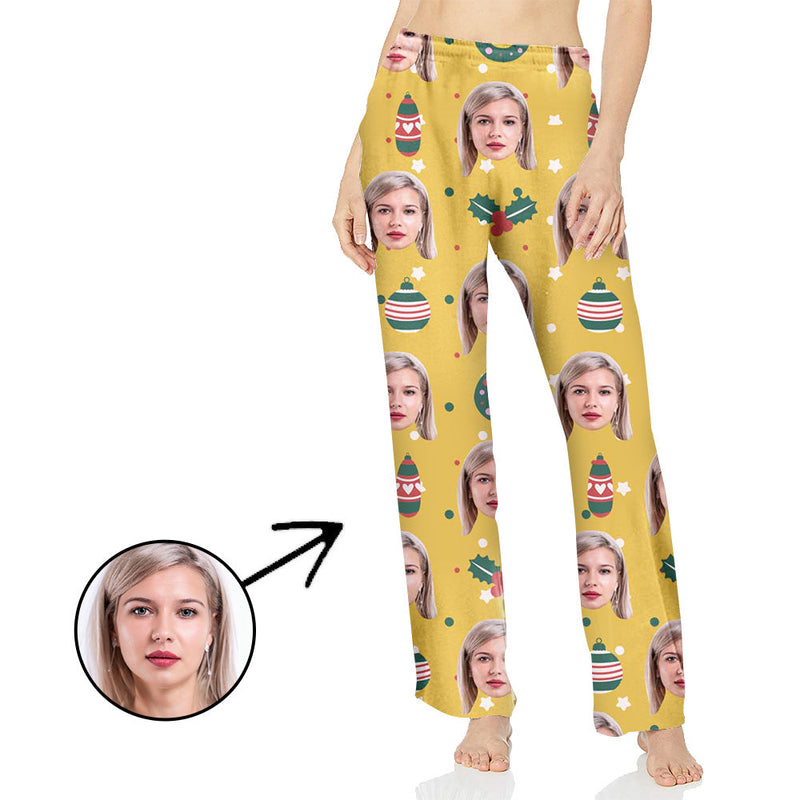 Custom Photo Pajamas Pants For Women Celebrate Christmas With You