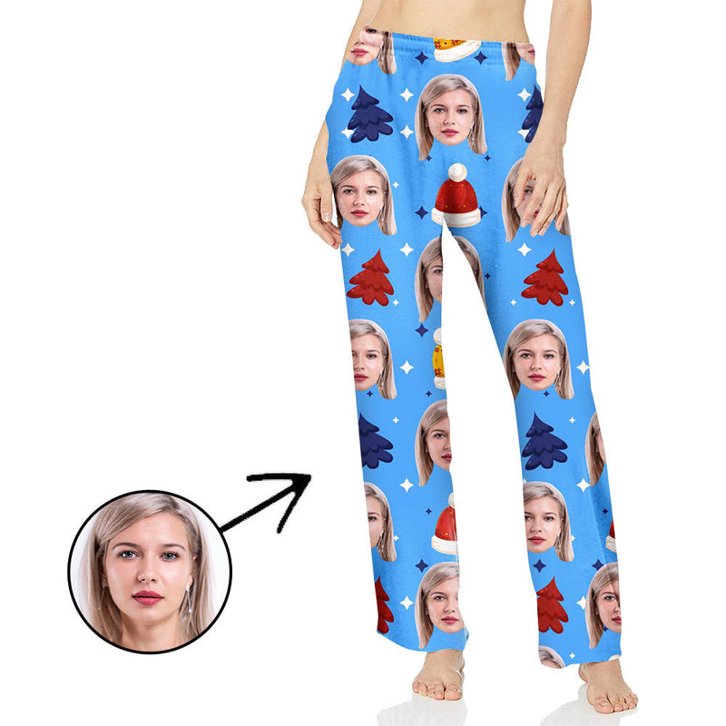 Face Pajamas Pants Photo Pajama Pants Face On Pajamas For Women Christmas Hat And Christmas Tree Special Offer Christmas Gifts