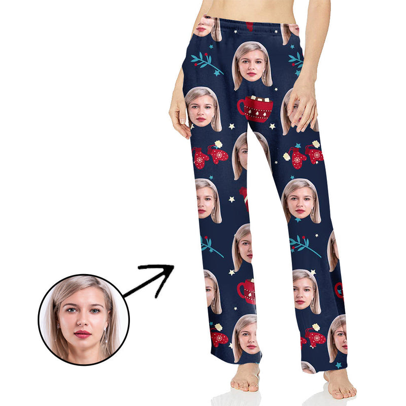 Custom Photo Pajamas Pants For Women With Christmas Pendant